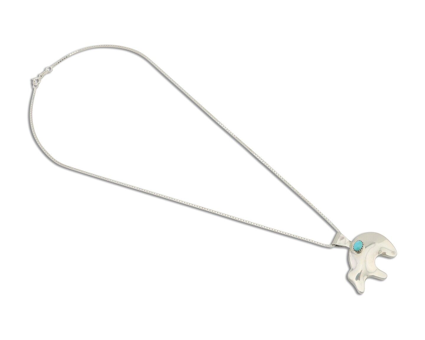 Navajo Spirit Bear Necklace Pendant 925 Sterling Silver Signed C C.80's