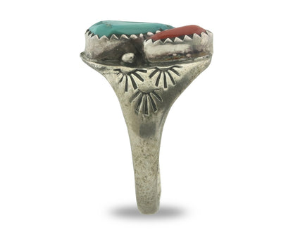 Vintage Navajo Ring 925 Sterling Silver Natural Gemstone Authentic Size 8.0
