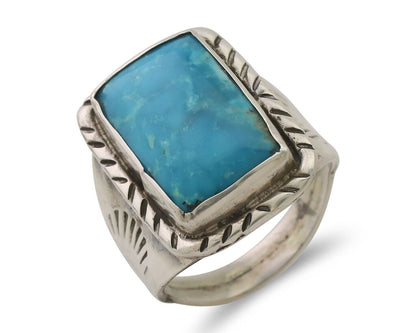 Navajo Ring 925 Silver Natural Blue Turquoise Native American Artist C.80's