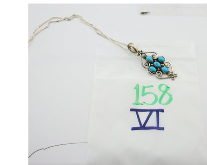 Navajo Sterling Silver Necklace Authentic Turquoise Vintage Signed Montoya