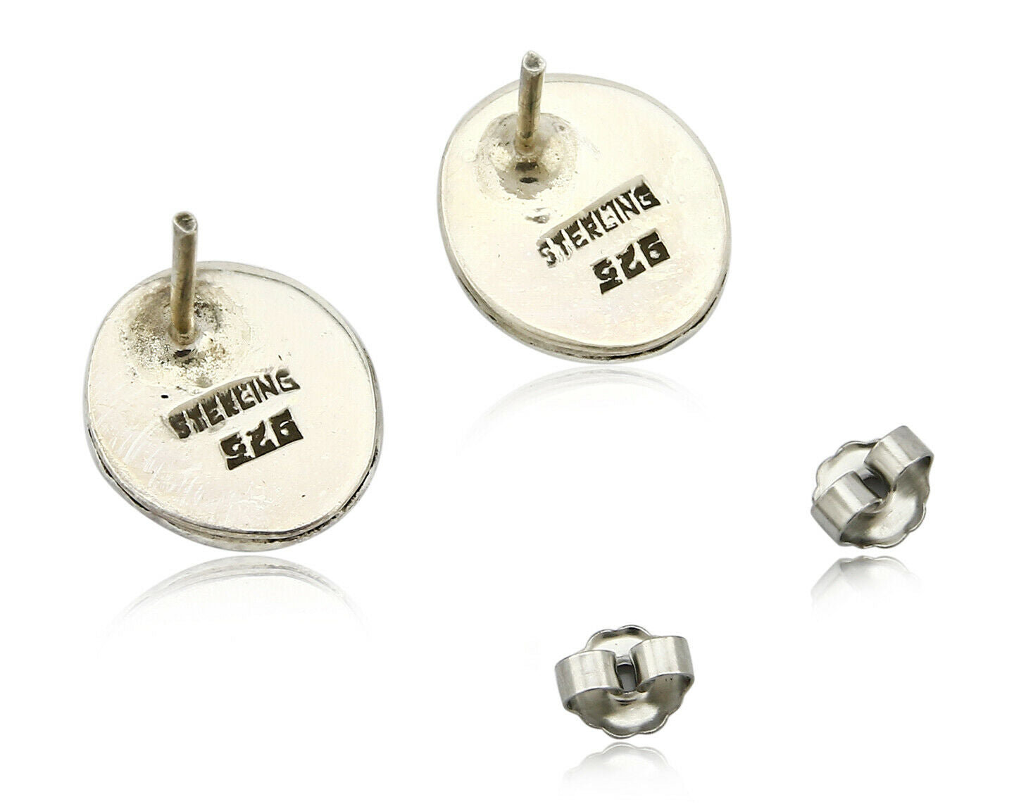 Navajo Hand Stamped Natural Mined MOP .925 SOLID Silver Stud Earrings