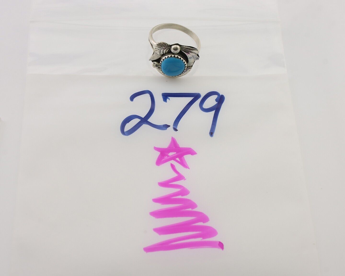 Navajo Ring 925 Silver Natural Blue Turquoise Native American Artist C.80's