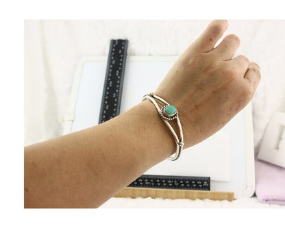Vintage Navajo Bracelet 925 Silver Turquoise Tranditional Handmade Signed Gecko