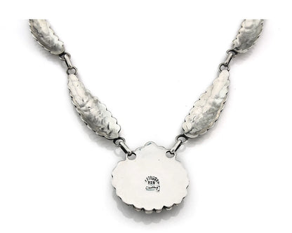 Navajo Necklace Sterling Spiderweb Turquoise Vintage Handmade Signed Sunrise C80