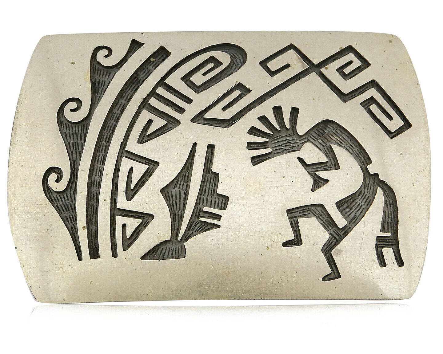 Navajo Belt Buckle .925 SOLID Sterling Silver Handmade Overlay Circa 1980's