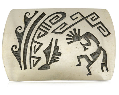 Navajo Belt Buckle .925 SOLID Sterling Silver Handmade Overlay Circa 1980's