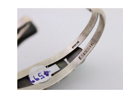 Navajo Cuff Bracelet 925 Silver Natural Turquoise Signed Frank Sandoval C.80's