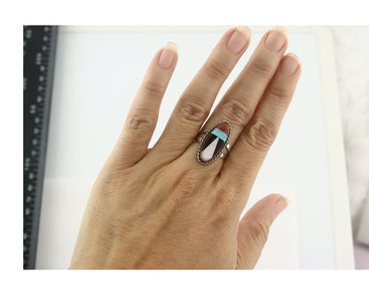 Vintage Zuni Ring 925 Sterling Silver Natural Gemstone Size 6.25