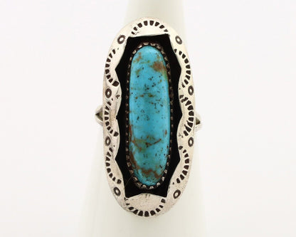 Navajo Ring 925 Silver Natural Kingman Turquoise Native American Artist C.80's