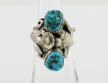 Navajo Handmade Ring 925 Silver Sleeping B Turquoise Artist Signed IHMJ C.80's