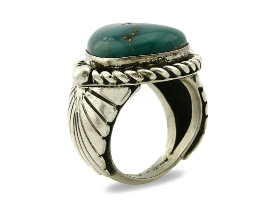 Navajo Ring .925 SOLID Silver Blue Gem Turquoise Signed Doug Zachary C.80's