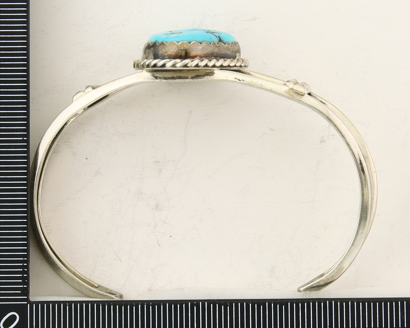 Navajo Bracelet 925 Silver Natural Blue Turquoise Native American Artist C.80s