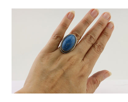 Navajo Handmade Ring 925 Silver Blue Denim Lapis Artist Signed M C.80's