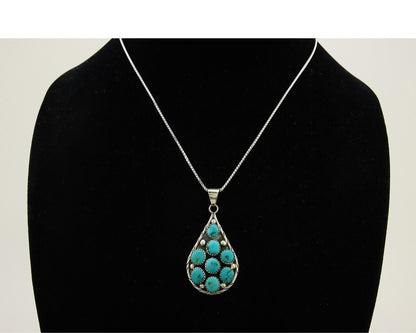 Navajo Necklace 925 Silver Natural Blue Turquoise Artist Signed B Yazzie C.80's