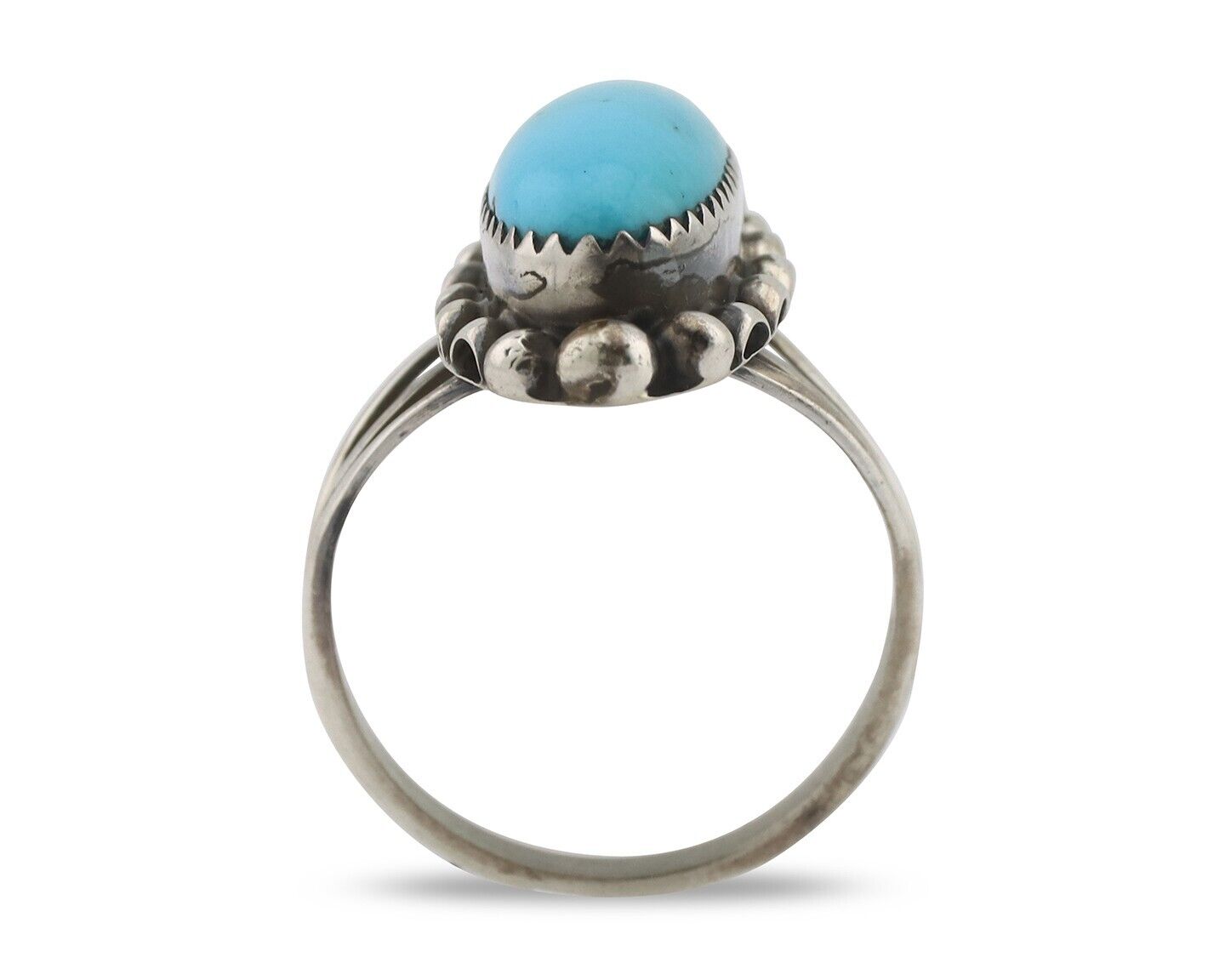 Navajo Ring .925 Silver Sleeping Beauty Turquoise Signed SkyStone Creations C80s