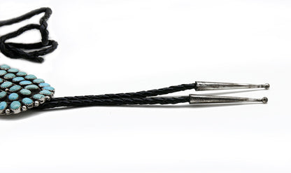 Zuni Handmade Hand Cut Natural Turquoise .925 SOLID Silver Bolo Tie