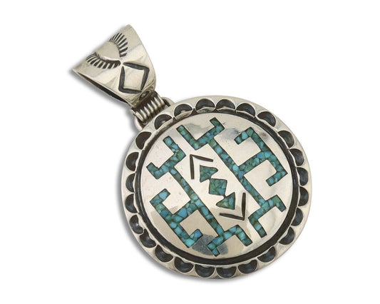 Navajo Necklace 925 Silver Natural Turquoise Artist Signed Stanley Bain C.80's