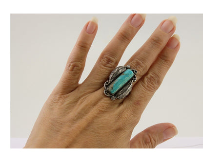 Navajo Handmade Ring 925 Silver Natural Turquoise Native Artist C.80's