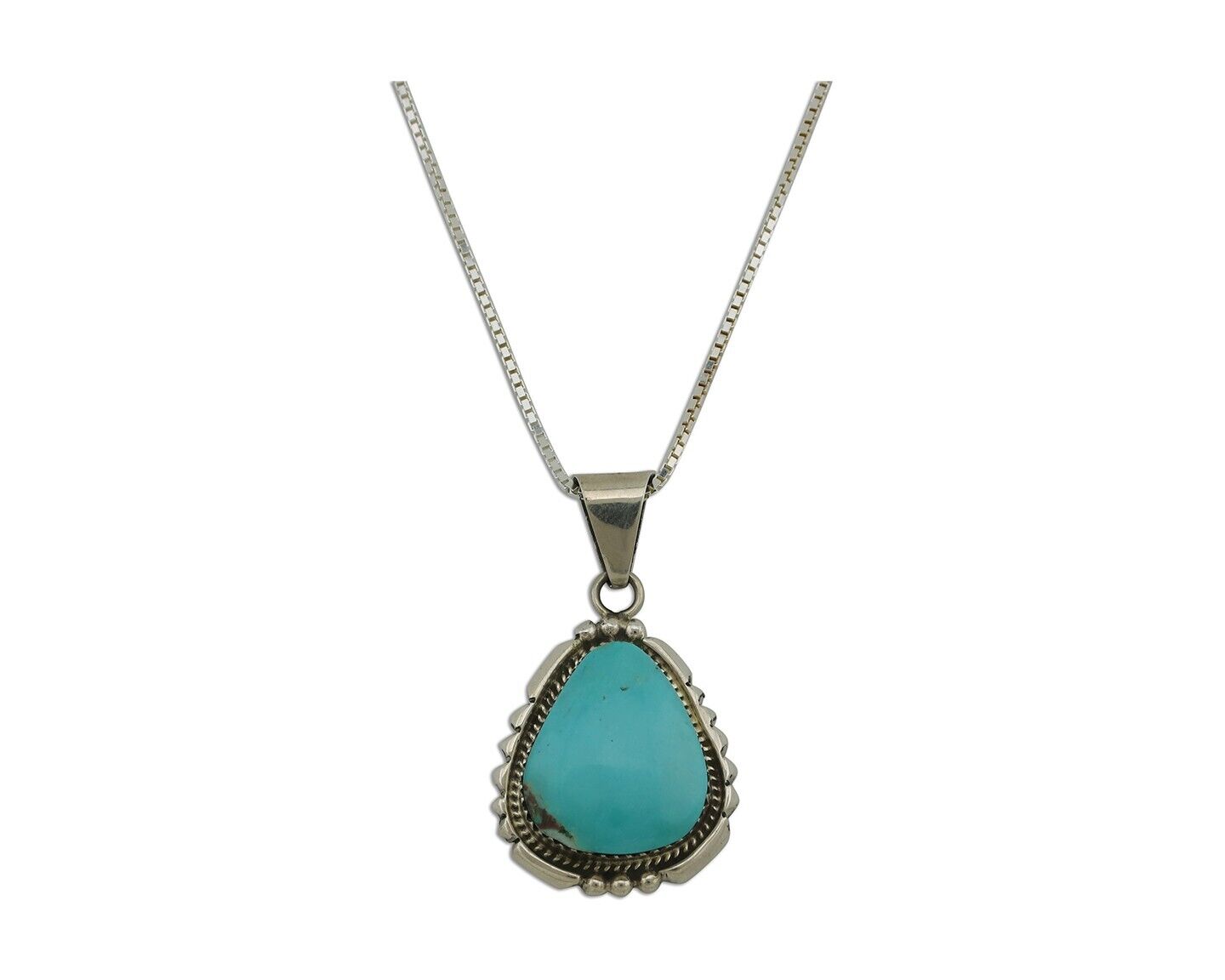 Navajo Necklace 925 Silver Kingman Turquoise B Yazzie C.80s