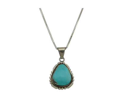 Navajo Necklace 925 Silver Kingman Turquoise B Yazzie C.80s