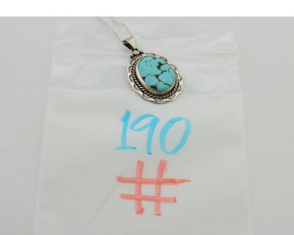 Navajo Pendant 925 Silver Spiderweb Turquoise Signed M Montoya C.90's