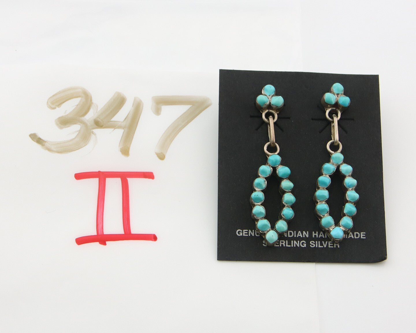 Navajo Earrings 925 Silver Natural Turquoise Native American Artist C.80's