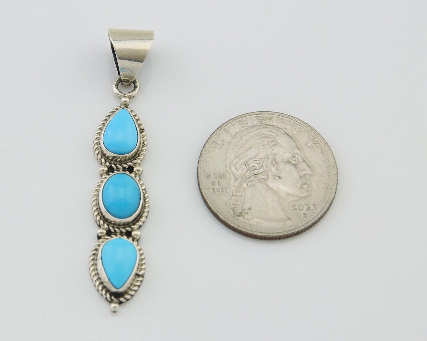 Navajo Necklace 925 Silver Natural Turquoise Artist Kathllen Chavez C.80's