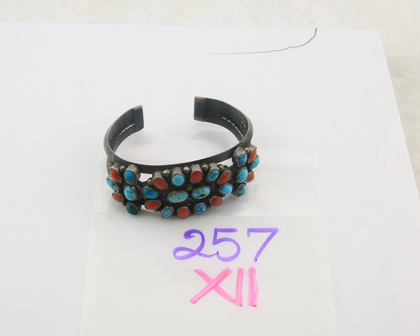 Navajo Cuff Bracelet Sterling Silver Natural Gemstone Vintage Handmade