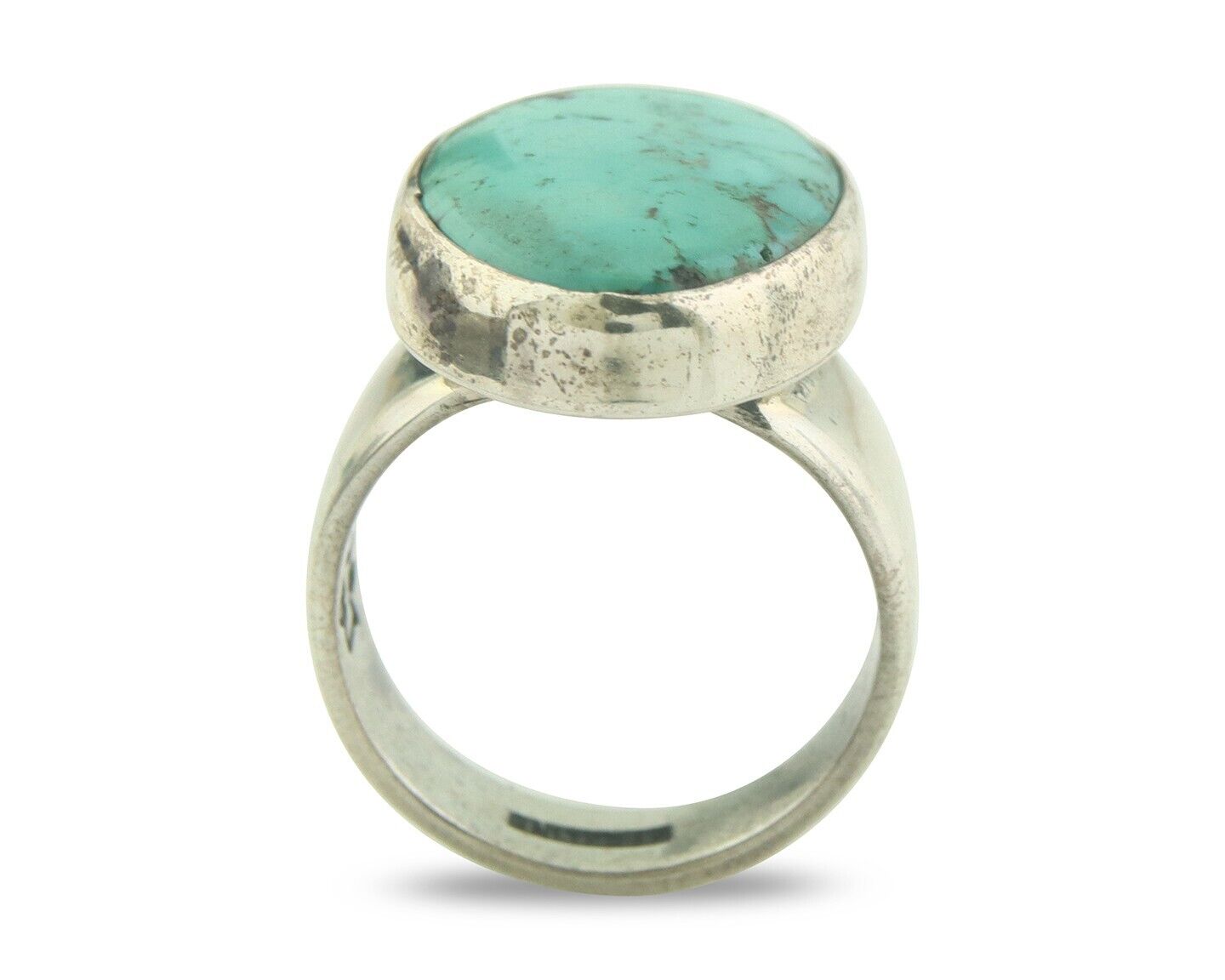 Navajo Ring 925 Sterling Turquoise Handmade Signed M Montoya C.80's Size 8.5