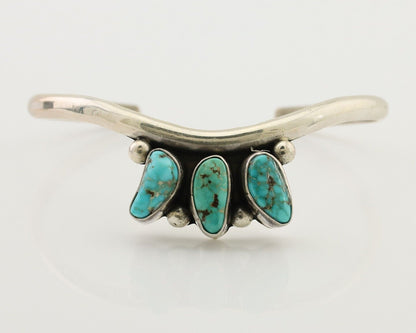 Navajo Bracelet 925 Silver Morenci Turquoise Artist Signed Frank Sandoval C.80's