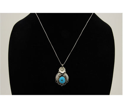 Navajo Necklace 925 Silver Natural Turquoise Artist EH C.80's
