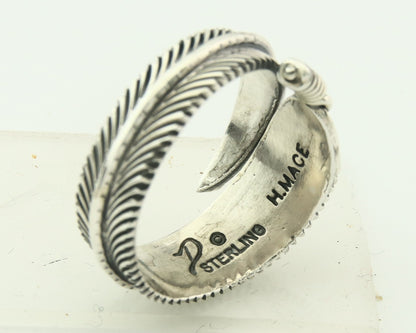 Vintage Navajo Ring Sterling Silver Authentic Traditional Signed H Mace Size 7.5