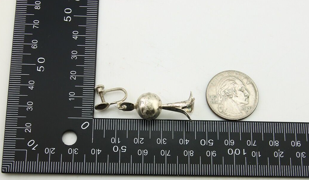 Navajo Earrings 925 Silver Squash Blossom Dangle Native American Artist C.80's