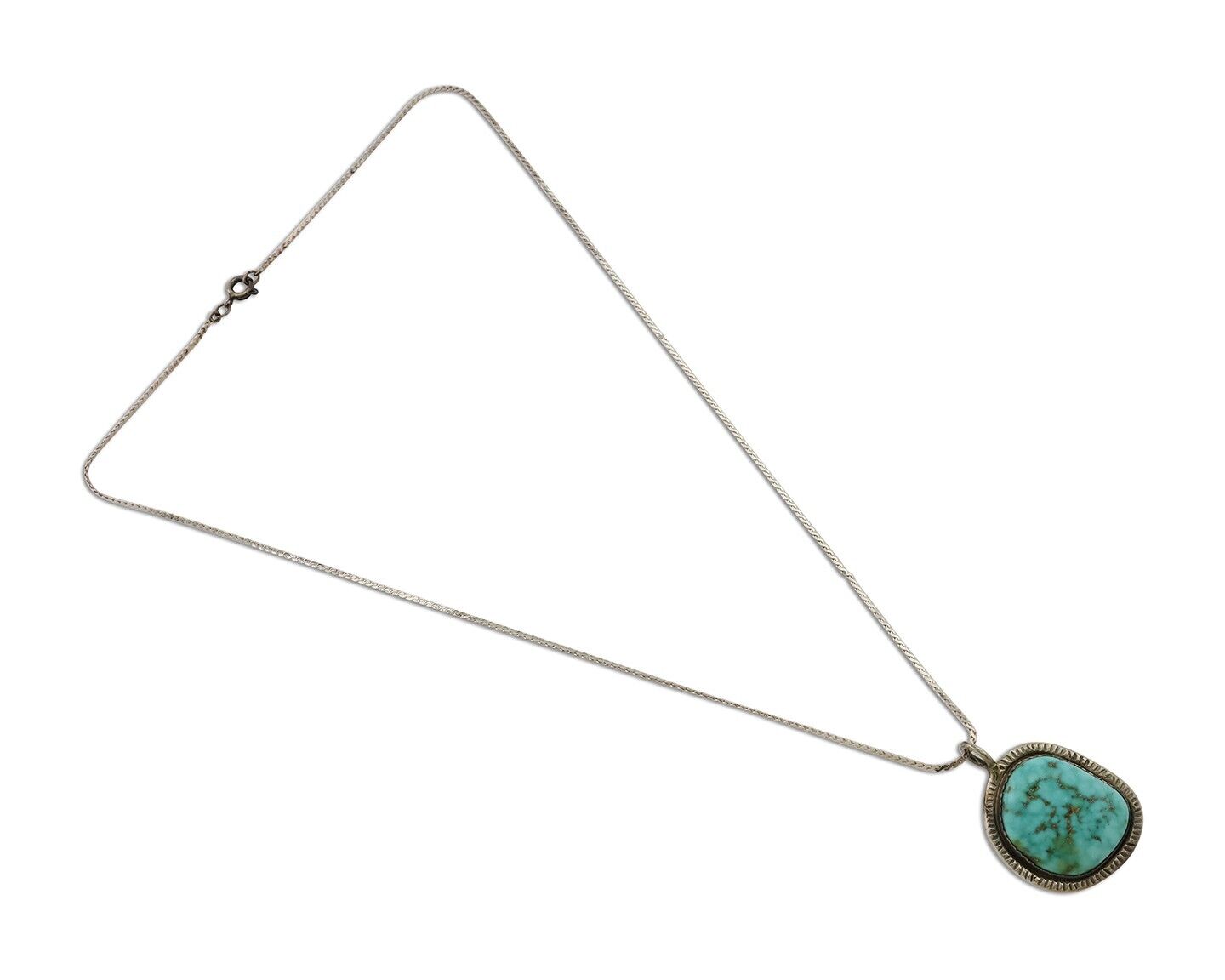 Navajo Pendant 925 Silver Natural Blue Turquoise Artist Signed G Yazzie C.80's