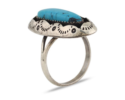 Navajo Ring 925 Silver Arizona Turquoise Artist Signed Windmill C.80's