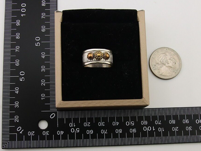 Navajo Handmade Ring 925 Silver & Gold Signed Kee Nataani C.80's