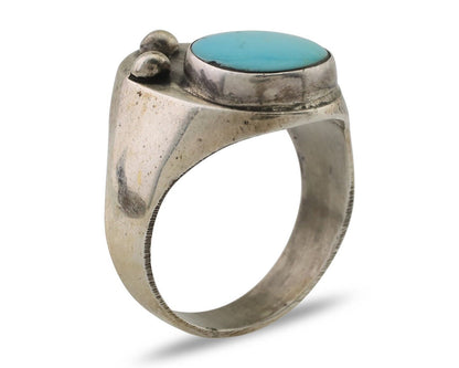 Navajo Ring 925 Silver Sleeping Beauty Turquoise Native American Artist C.80's