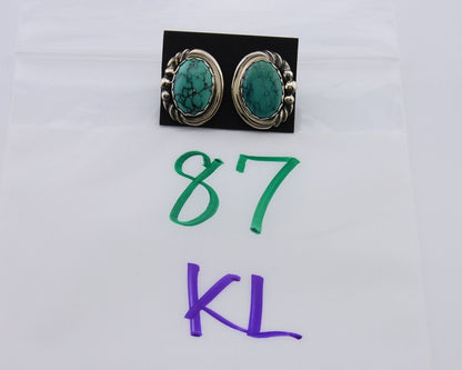 Navajo Paw Earrings 925 Silver Blue Turquoise Native American Artist C.80's
