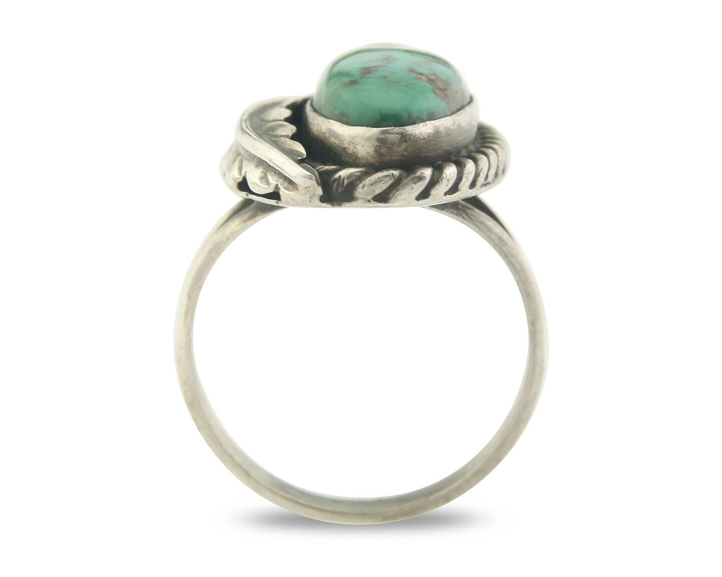 Navajo Ring 925 Sterling Blue Turquoise Artist Signed Sunset C.80's