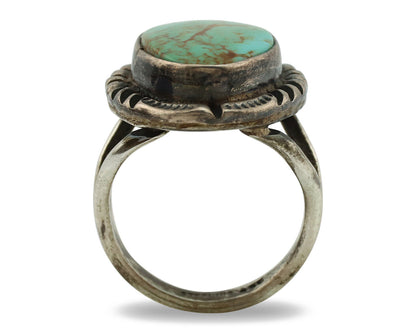 Navajo Ring .925 Silver Kingman Turquoise Artist Signed Gecko C.1980's
