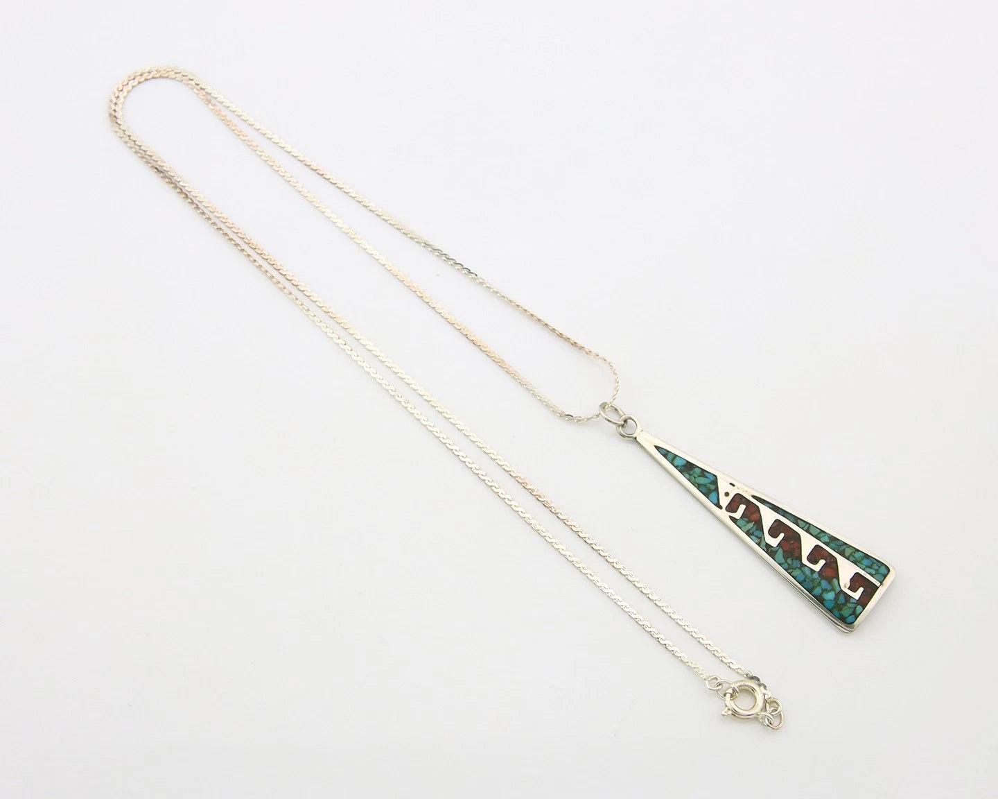 Navajo Necklace Sterling Silver Authentic Inlaid Gemstone Native American
