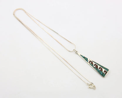 Navajo Necklace Sterling Silver Authentic Inlaid Gemstone Native American