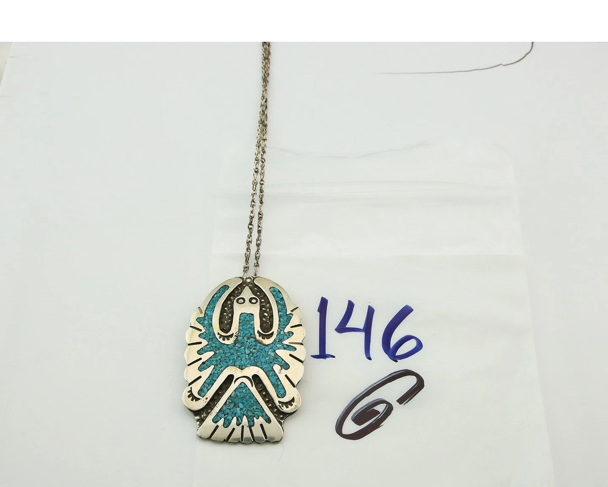 Navajo Necklace Sterling Silver Turquoise Vintage Signed RP