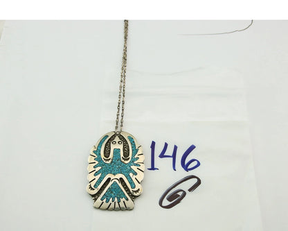 Navajo Necklace Sterling Silver Turquoise Vintage Signed RP