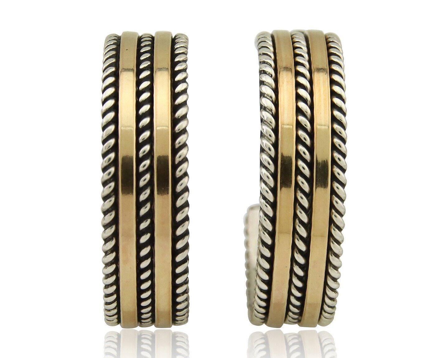 Navajo Earrings 925 Silver & Gold Handmade Artist Signed Tom Hawk C.80's