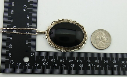 Navajo Pendant 925 Silver Natural Onyx Artist Signed TALHAT C.80's