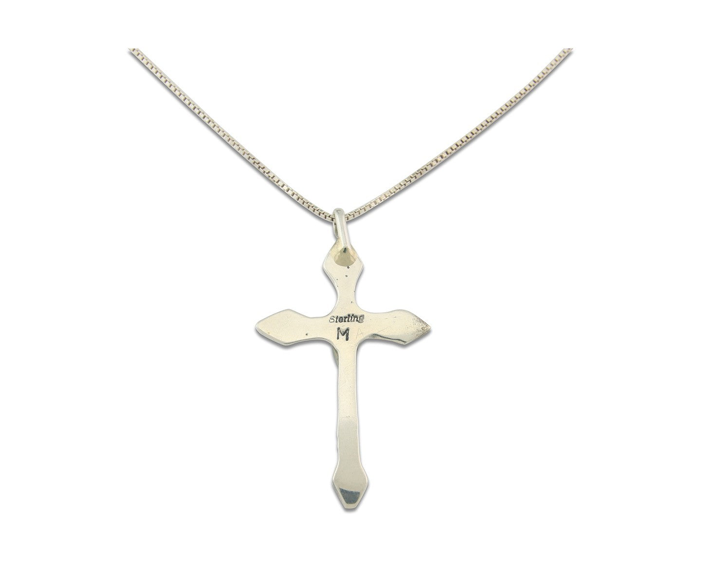 Navajo Cross Necklace Sterling Silver Authentic Natural Gemstones Signed M