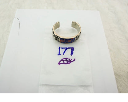 Navajo Cuff Bracelet Sterling Silver Natural Gemstone Signed Wilbert Muskett