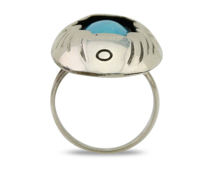 Navajo Handmade Ring 925 Silver Natural Arizona Turquoise Artist C.80's