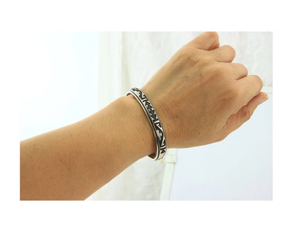 Navajo Cuff Bracelet 925 Sterling Silver Vintage Handmade Signed T Singer